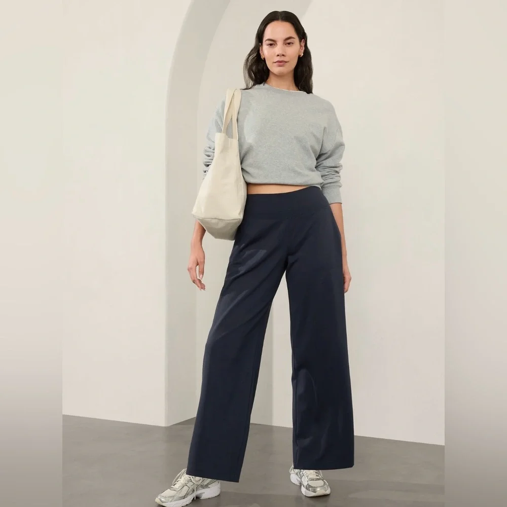 NWT-Athleta Navy Venice Wide Leg Pant, Medium - Picture 6 of 10